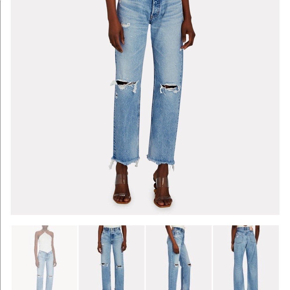 MOUSSY VINTAGE :
ODESSA DISTRESSED WIDE STRAIGHT-LEG JEANS vintage jeans